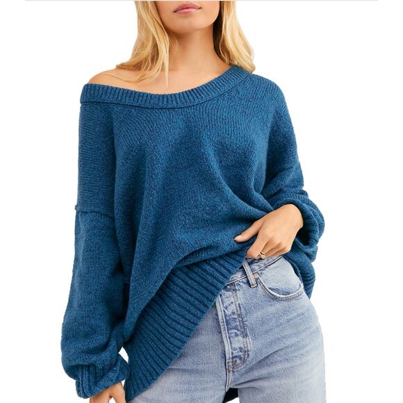 New Free People Brookside Oversized Sweater in Halcyon Blue Women's XS - Picture 10 of 10